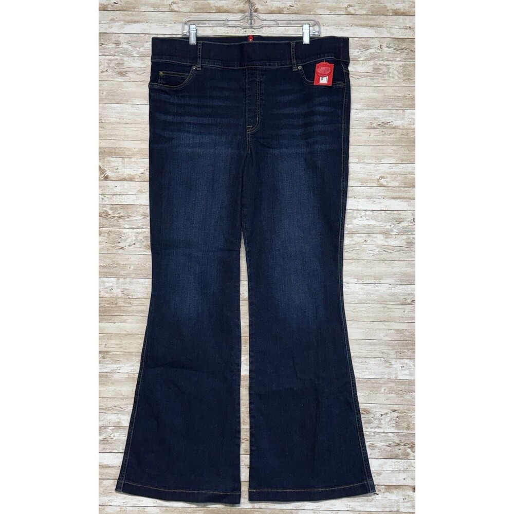 NWT Spanx Flare Jeans Size 2X Blue Midnight Shade Denim Pull On 40x33 20327R